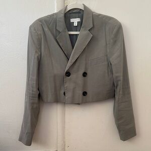 TOPSHOP Soft Grey/Green Cropped Blazer